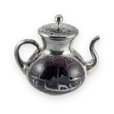 Venetian Ruby Glass Tea Set with Silver Overlay — thumbnail 2