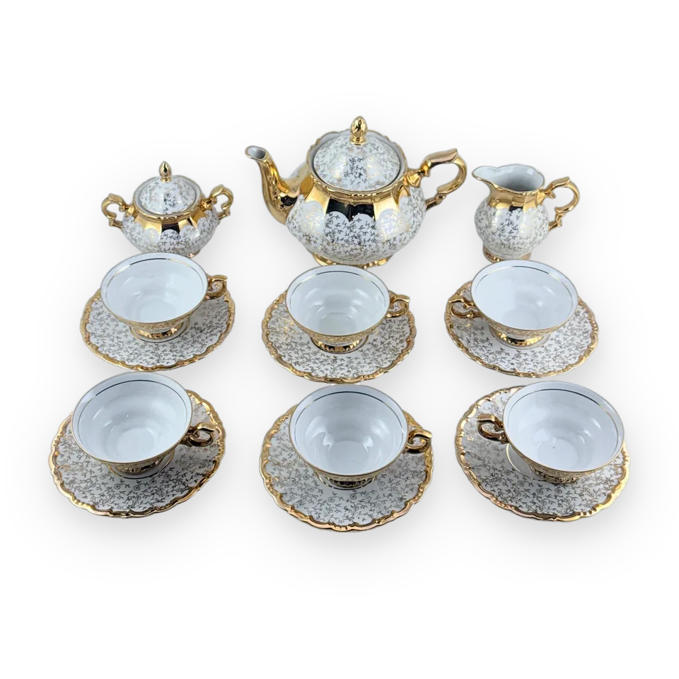 Vintage Gilt Porcelain Tea Set — Image 1
