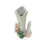 Pair of decorative faience vases with flowers — thumbnail 3
