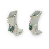 Pair of decorative faience vases with flowers — thumbnail 2
