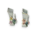 Pair of decorative faience vases with flowers — thumbnail 1