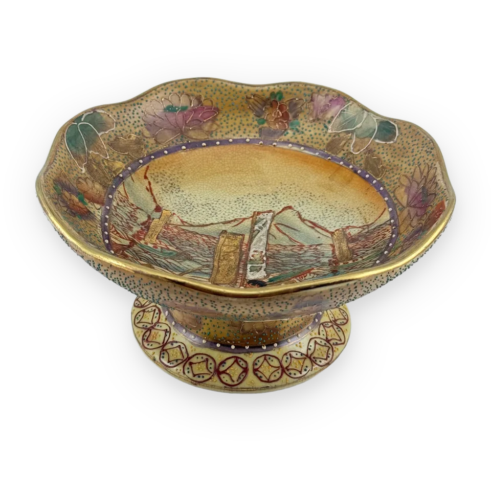 Satsuma Style Ceramic Footed Bowl — Image 1
