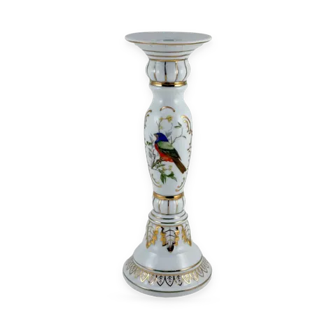 T. Limoges porcelain candlestick with bird motif