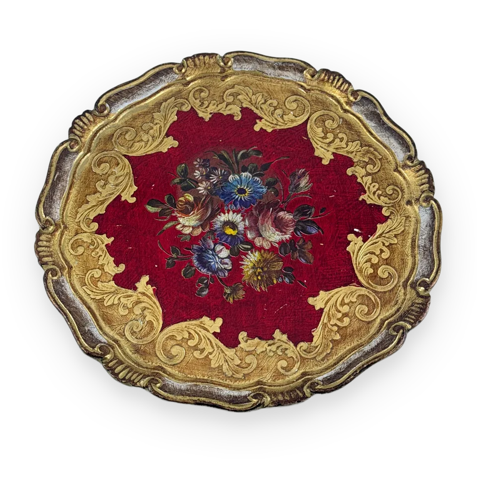 Vintage Florentine decorative wooden tray — Image 1