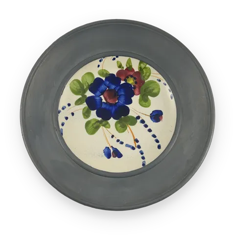 Pewter and ceramic wall plate