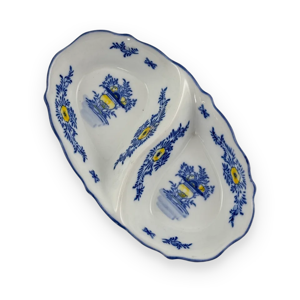 Double serving bowl with flowers — Image 1