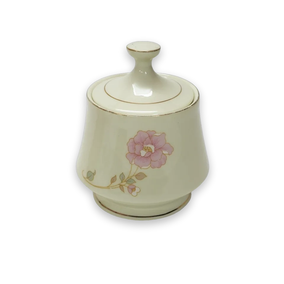 Floral ceramic sugar bowl — Image 1