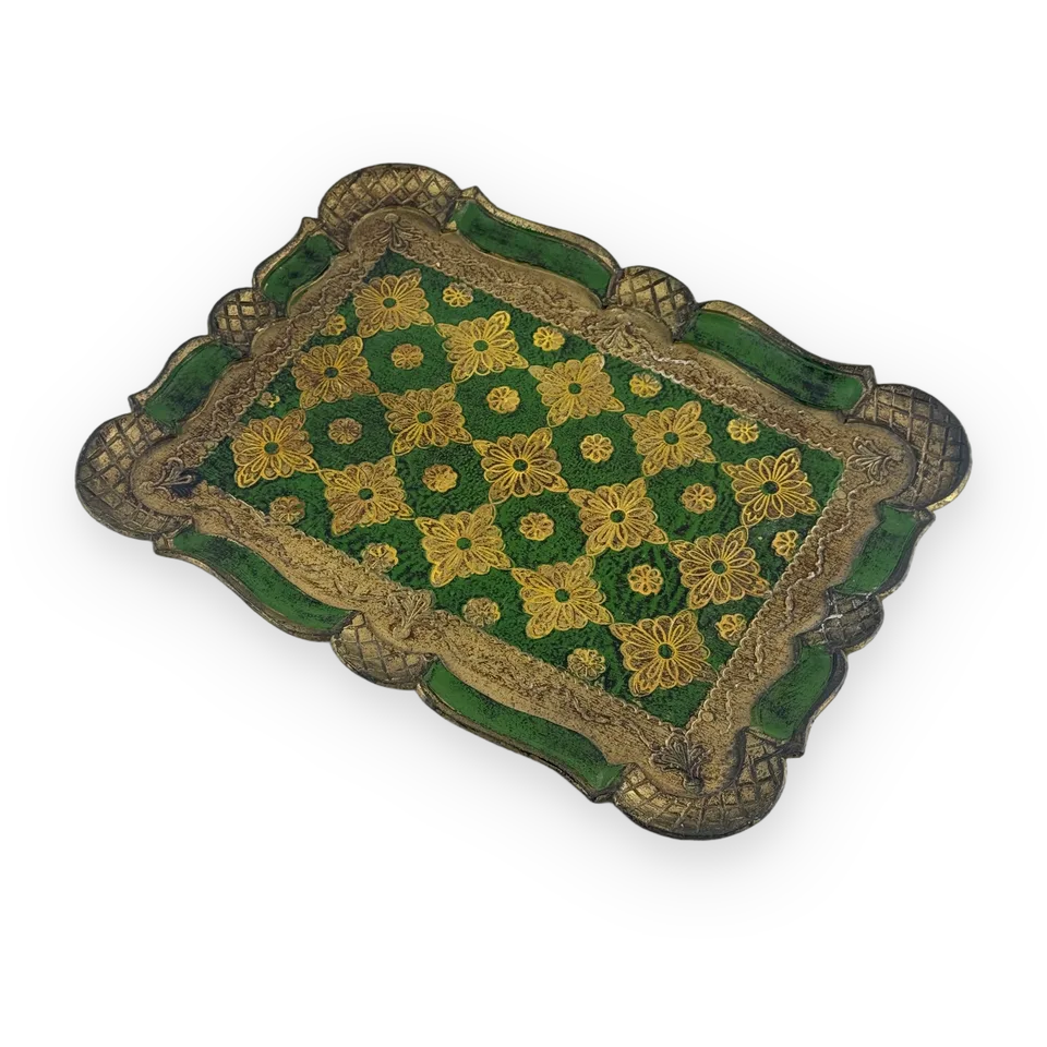 Florentine Vintage Decorative Wood Tray — Image 1