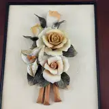 Framed Porcelain Floral Wall Plaque — thumbnail 2