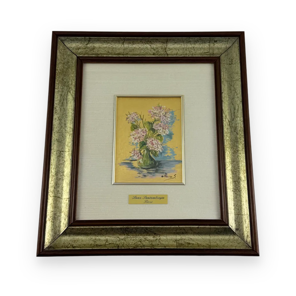 Italian Framed Floral Wall Panel — Image 1