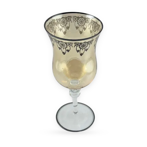 Vintage Smoked Glass Wine Goblet