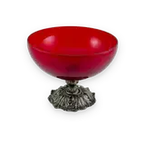 Red glass pedestal bowl — thumbnail 1