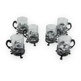 Set of 6 glass cups in metal holders — thumbnail 1