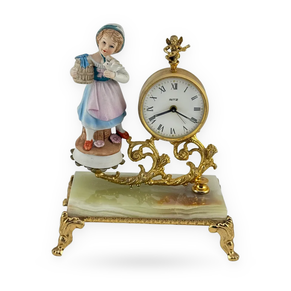 Vintage Ritz Desk Clock with Figurine — Image 1