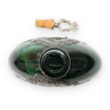 Green glass bottle with metal decoration — thumbnail 3