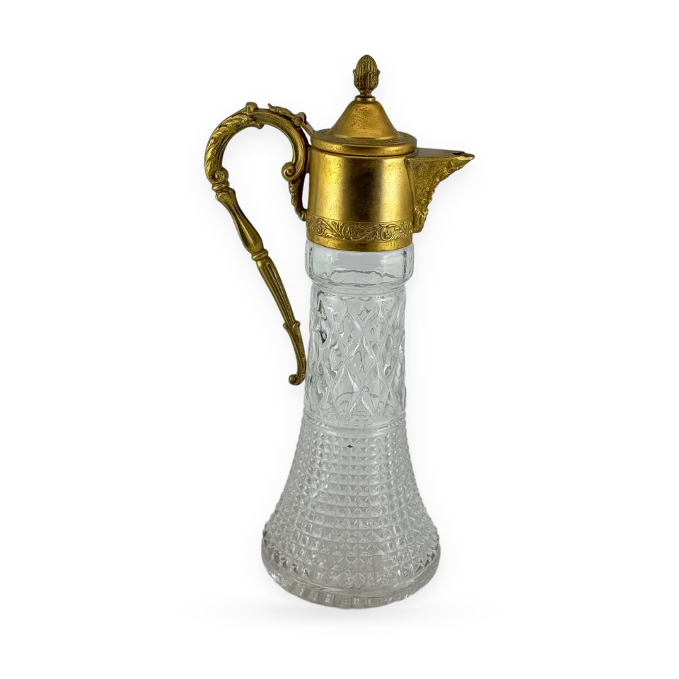 Vintage Claret Jug with Brass Mounts — Image 1