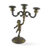 Brass three-arm candlestick with angel — thumbnail 1