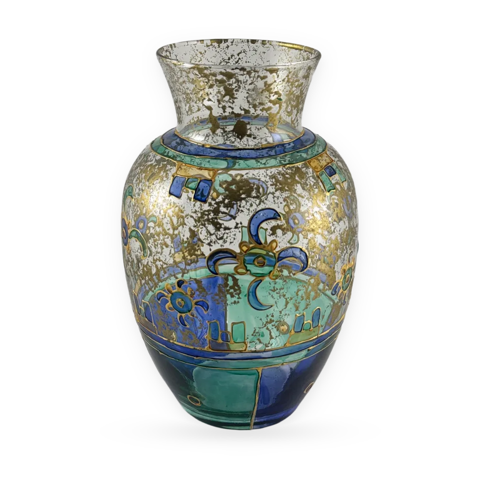 Hand-Painted Art Glass Decorative Vase — Image 1