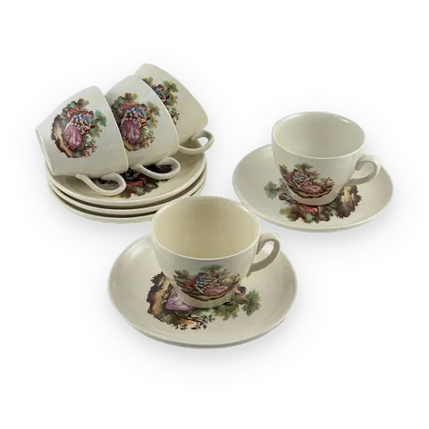 Old Bridge Earthenware Coffee Cup Set