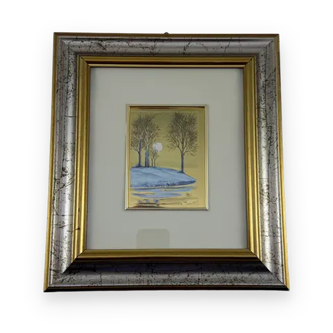 Framed Embossed Chromolithograph Landscape