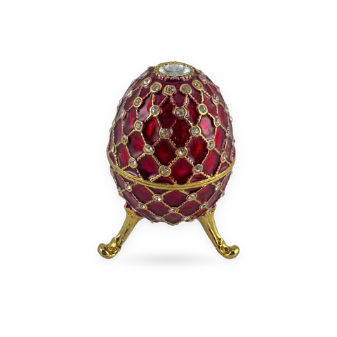 Fabergé Style Enameled Egg Trinket Box